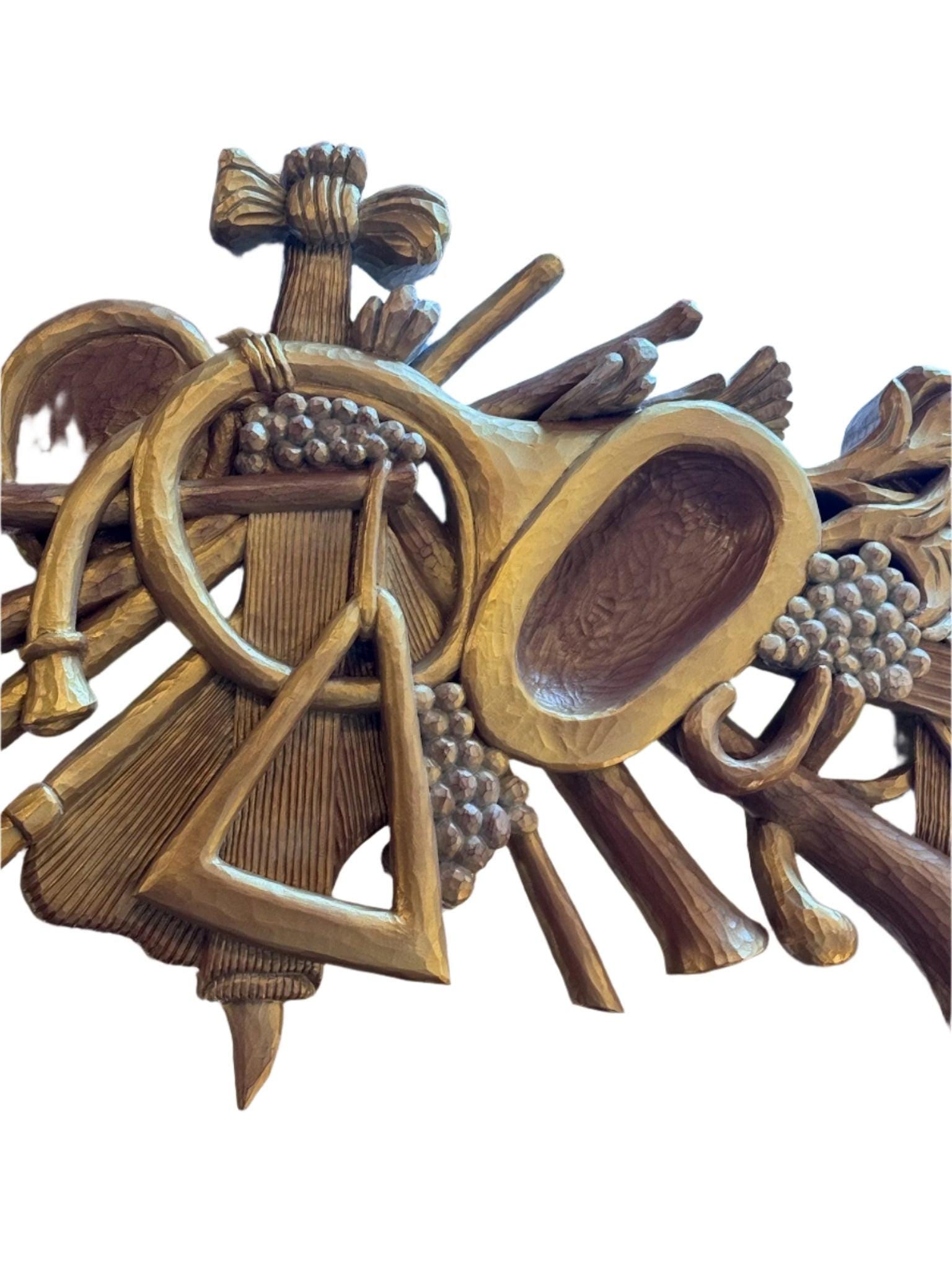 Antique Neoclassical Musical Carved Wall Hanging Plaque - 2