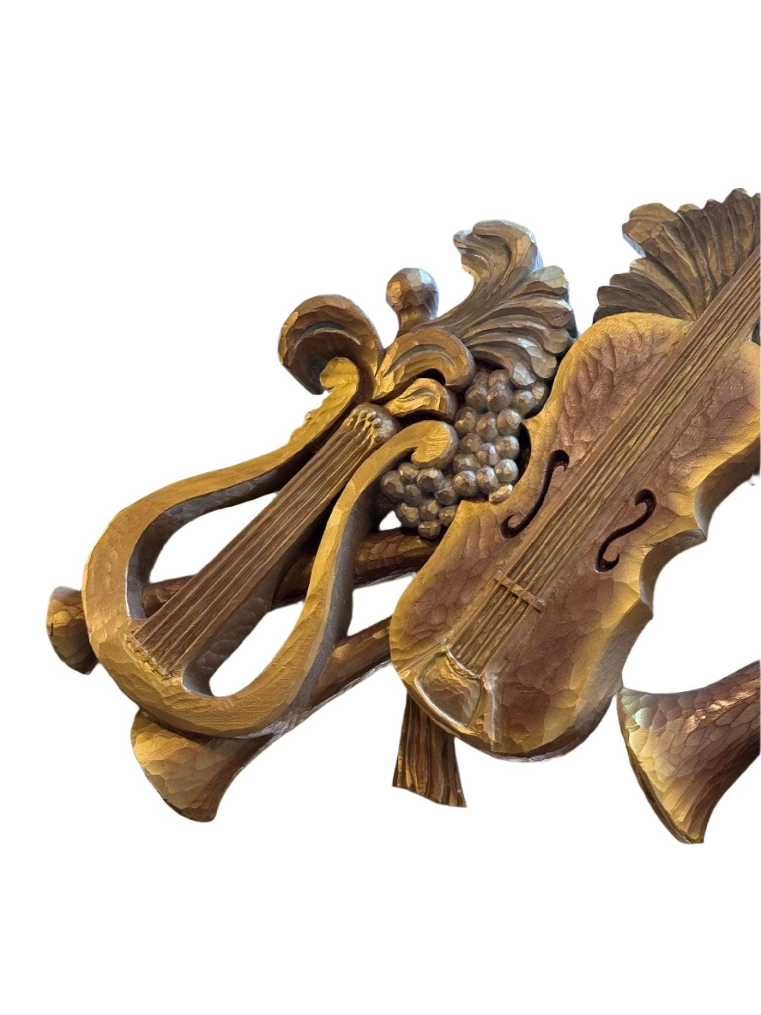 Antique Neoclassical Musical Carved Wall Hanging Plaque - 4