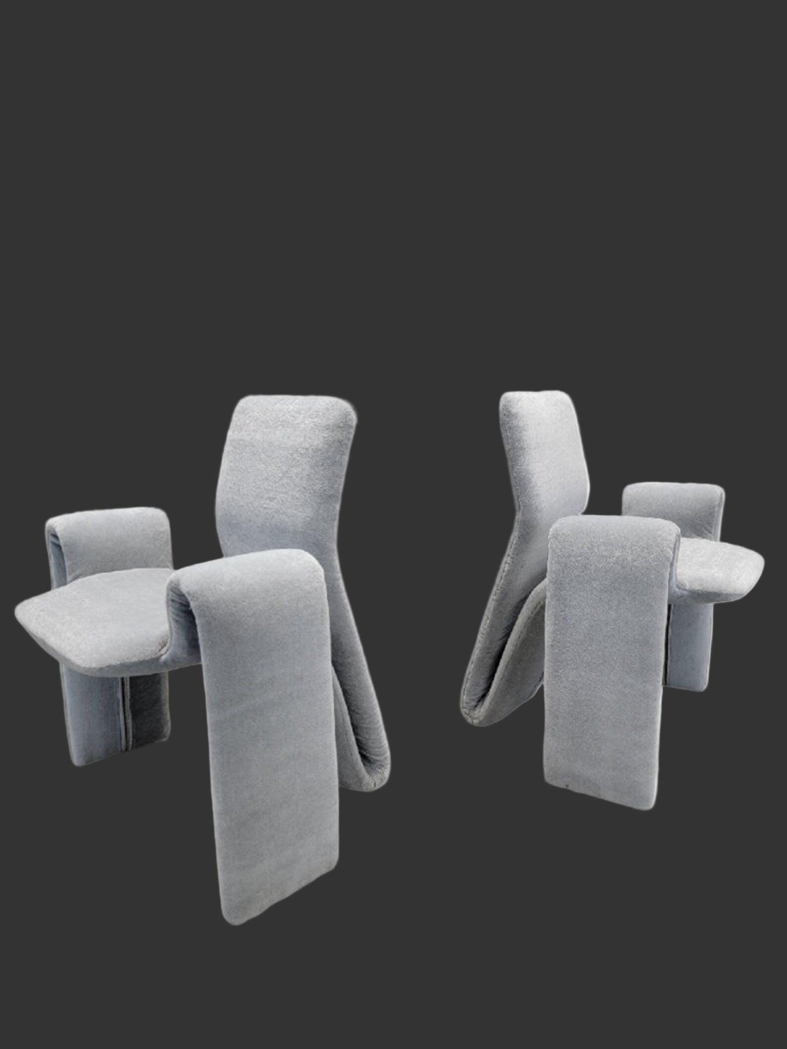 Set of 4 Steve Leonard Mohair Dining Chairs - Postmodern Brayton International - 4