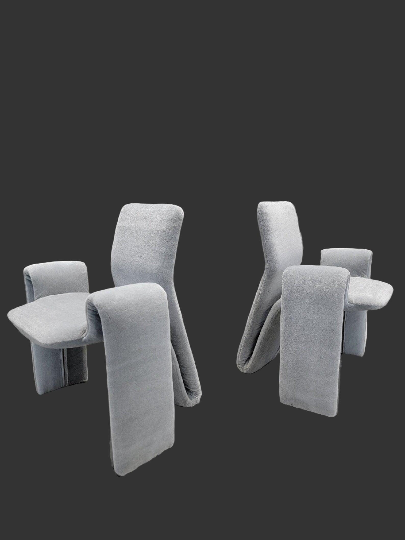 Set of 4 Steve Leonard Mohair Dining Chairs - Postmodern Brayton International - 7