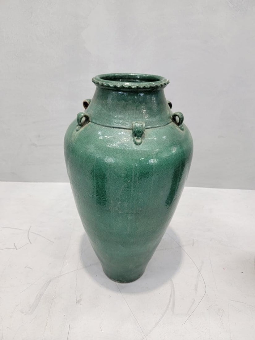 Antique Stoneware Green-Glazed Mataban Jar Vase - 2