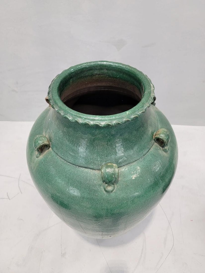 Antique Stoneware Green-Glazed Mataban Jar Vase - 3