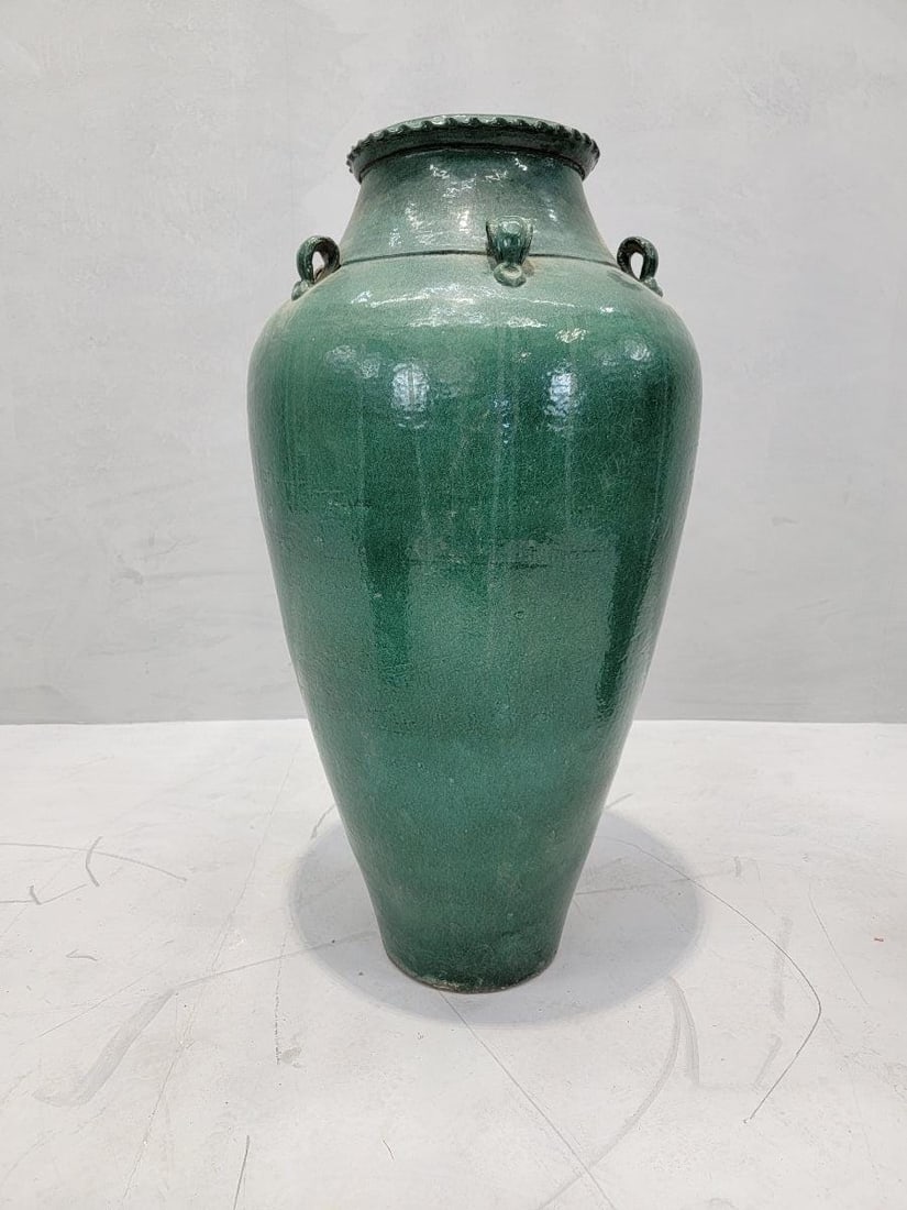 Antique Stoneware Green-Glazed Mataban Jar Vase - 5