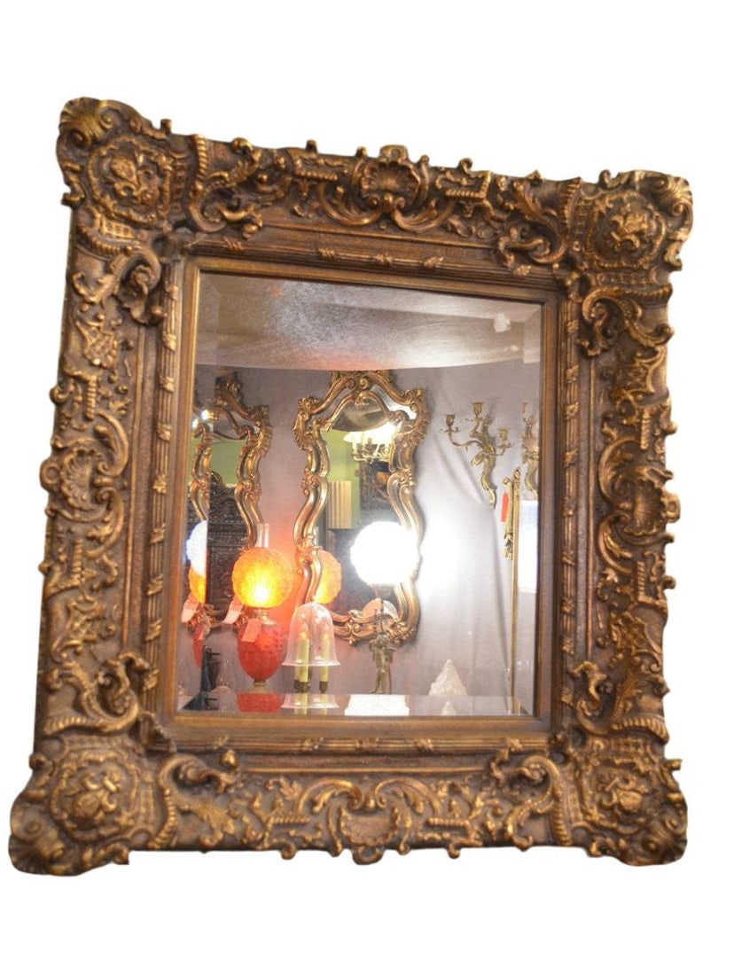 Antique Rococo Style Ornate Gold Gilded Wall Mirror (1 of 2)