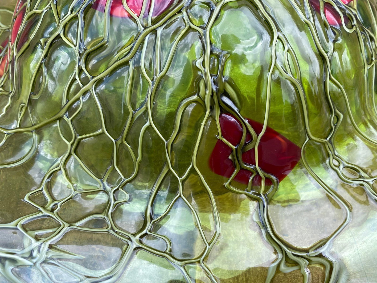 Vintage Italian Murano Green and Red Hat Vase Plate - 7