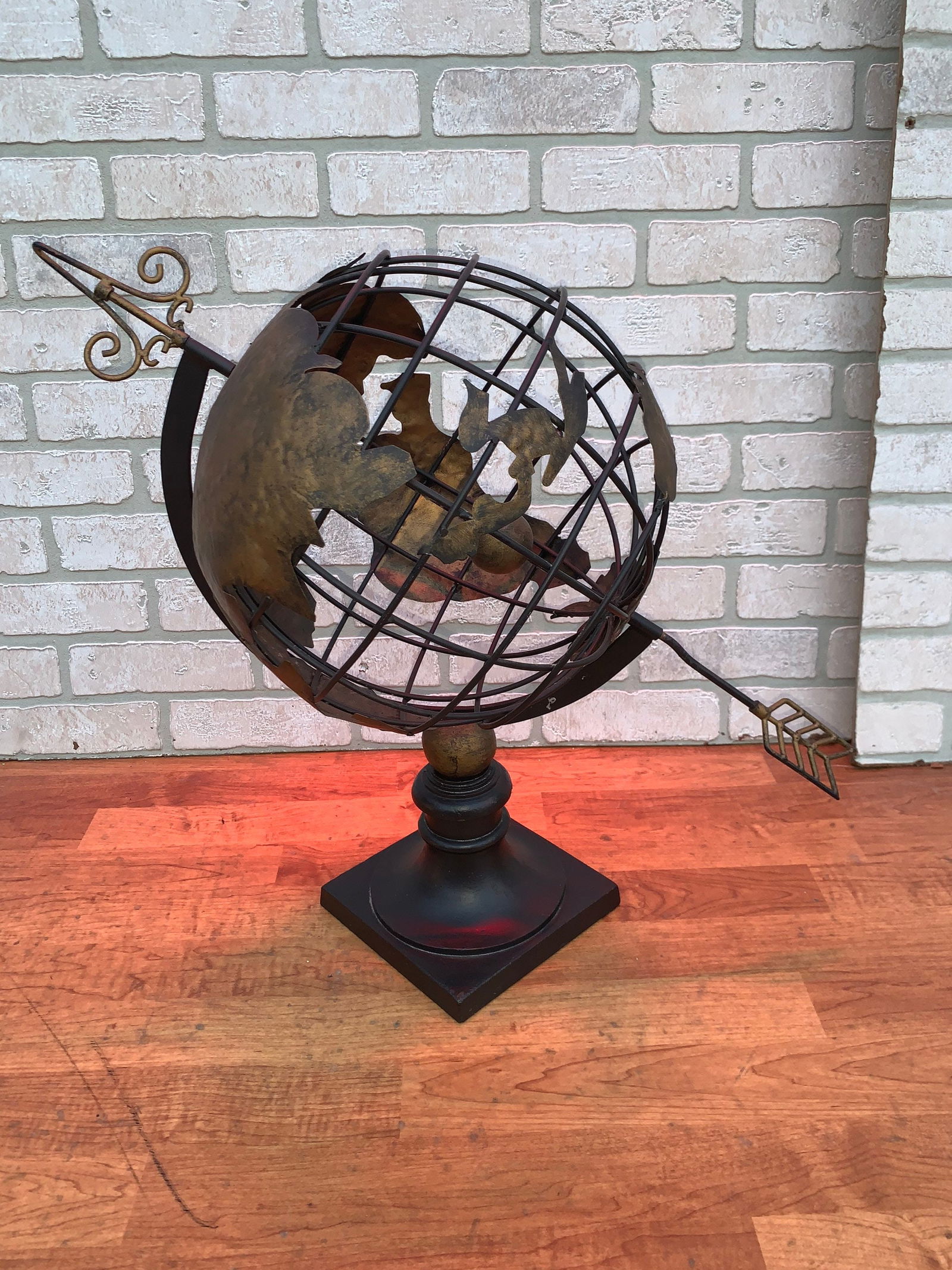 Vintage Celestial Metal Armillary Globe Sphere with Arrow Through It - 2