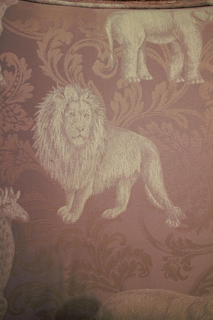 Vintage Baroque Safari Fabric Barrel Back Accent Lounge Chair - 2