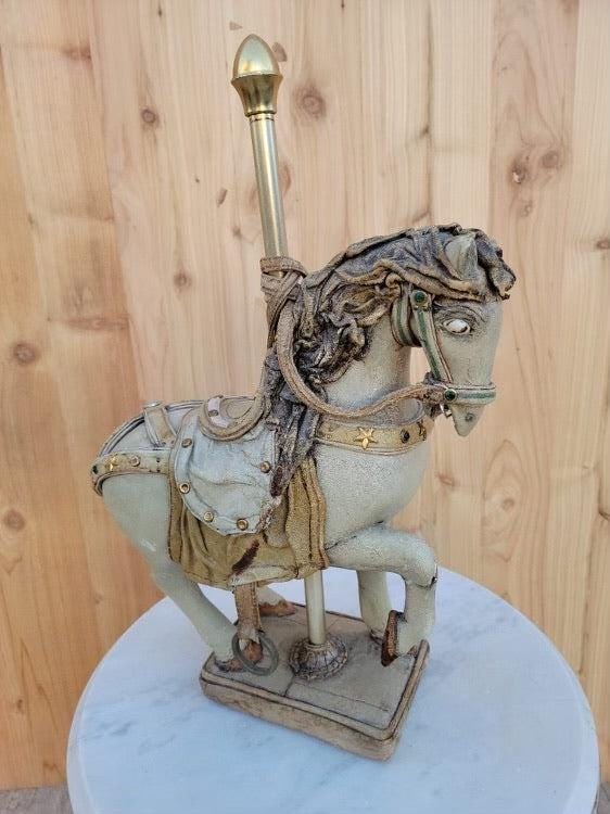 Vintage Leather Carousel Horse Signed By Teresa Corning - 2