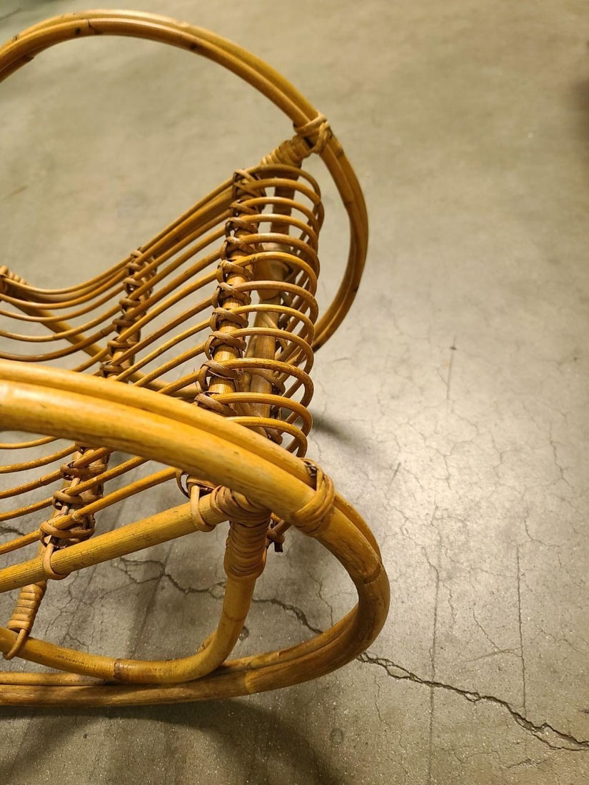 Restored Albini Style Child's Stick Reed Reed Rattan Rocking Chair - 20
