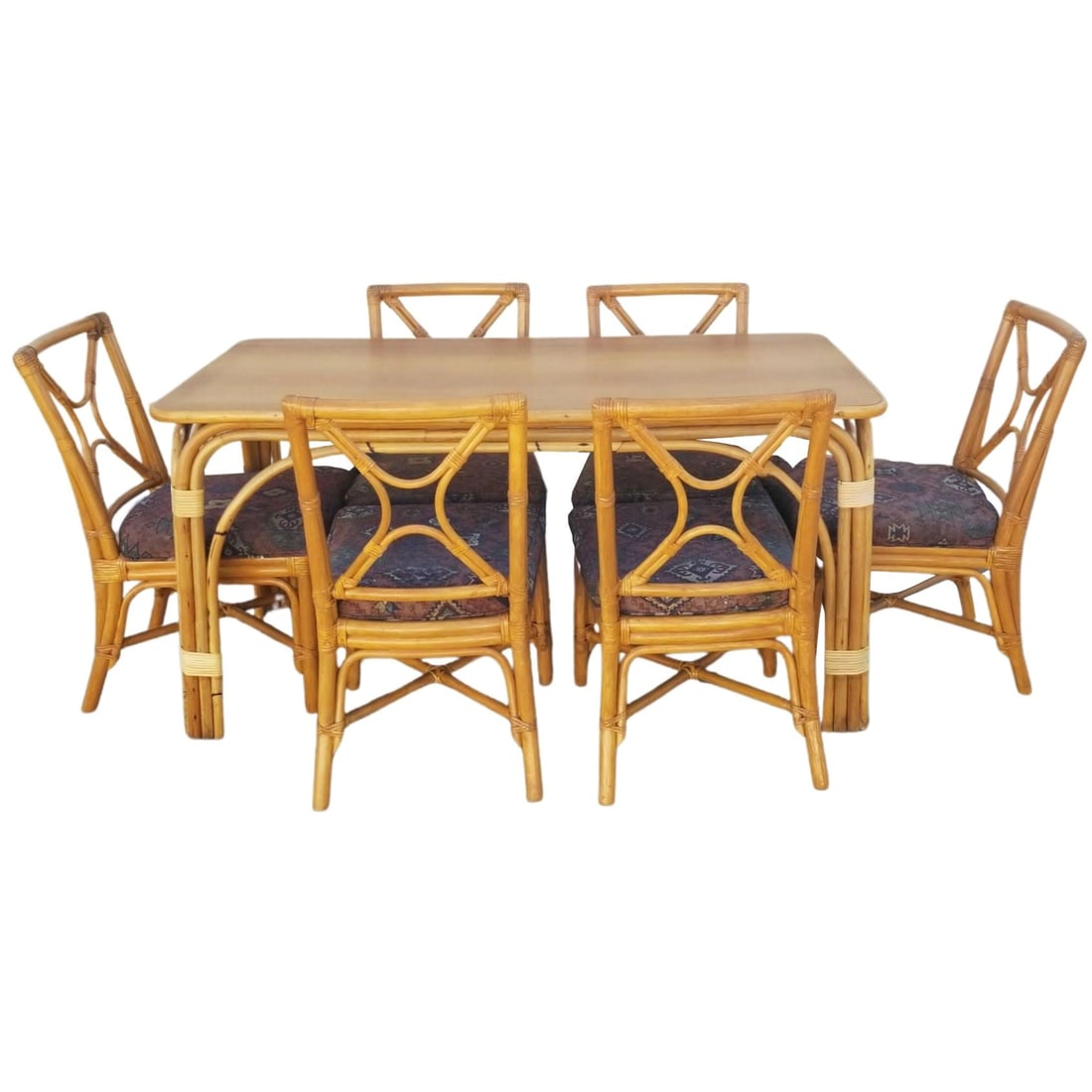 Ficks Reed Restored Rattan Dining Room Table and Chairs Set (1 of 20)