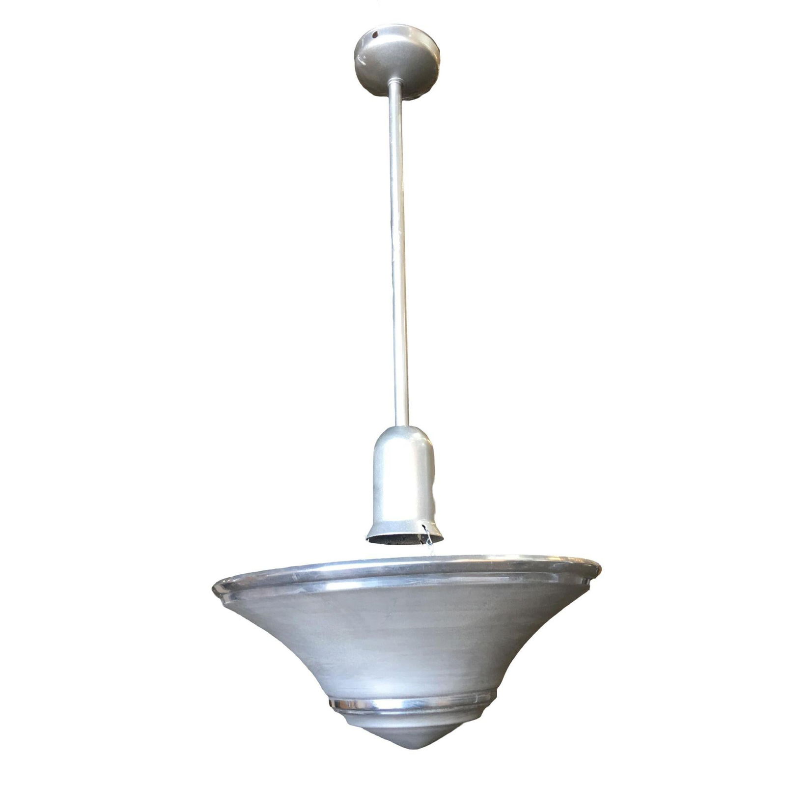 Art Deco Spun Aluminum Saucer Ceiling Pendant Lamp, 6 Available - 4