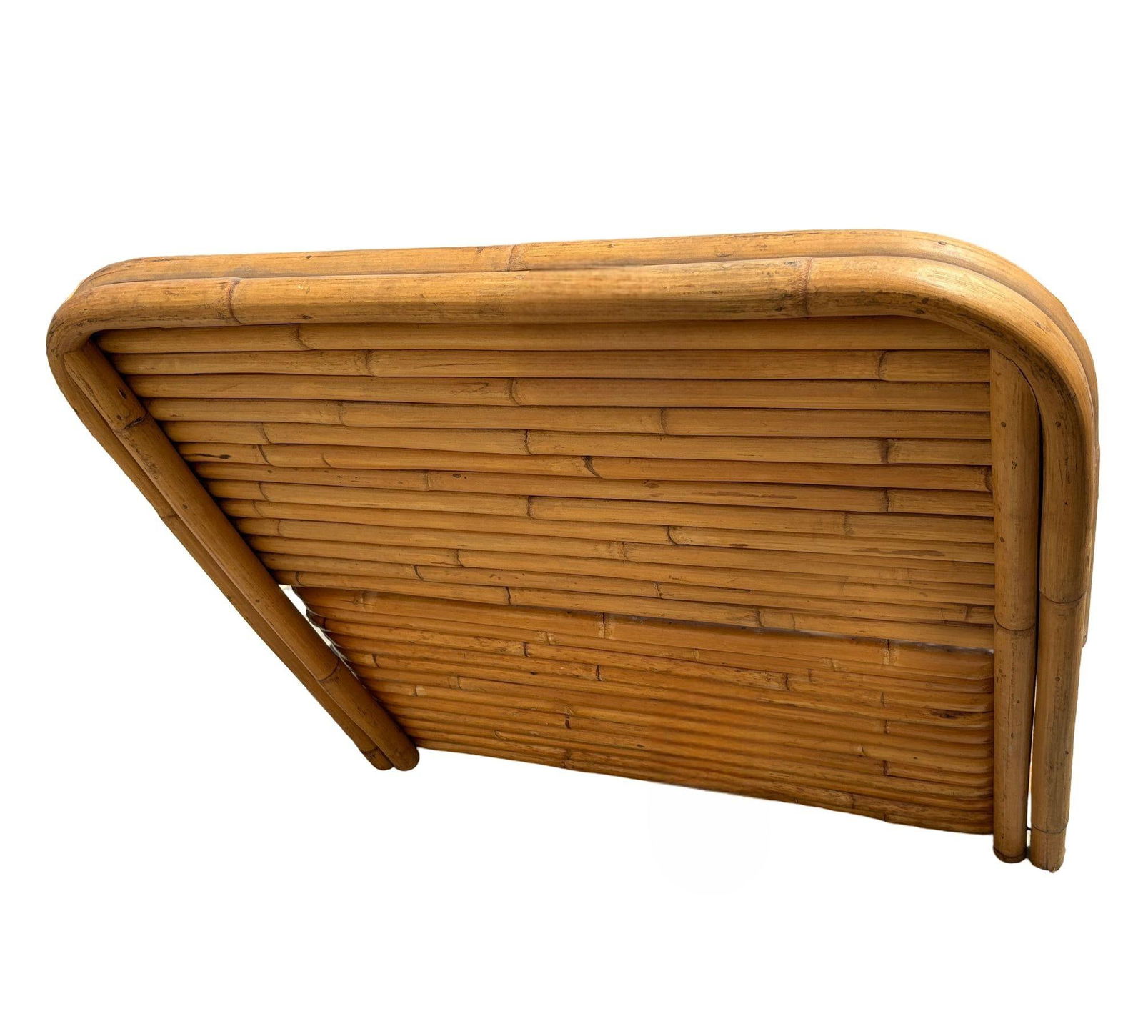 Restored Paul Frankl Style Mid-Century Stacked Rattan Single Size Bed Frame - 5