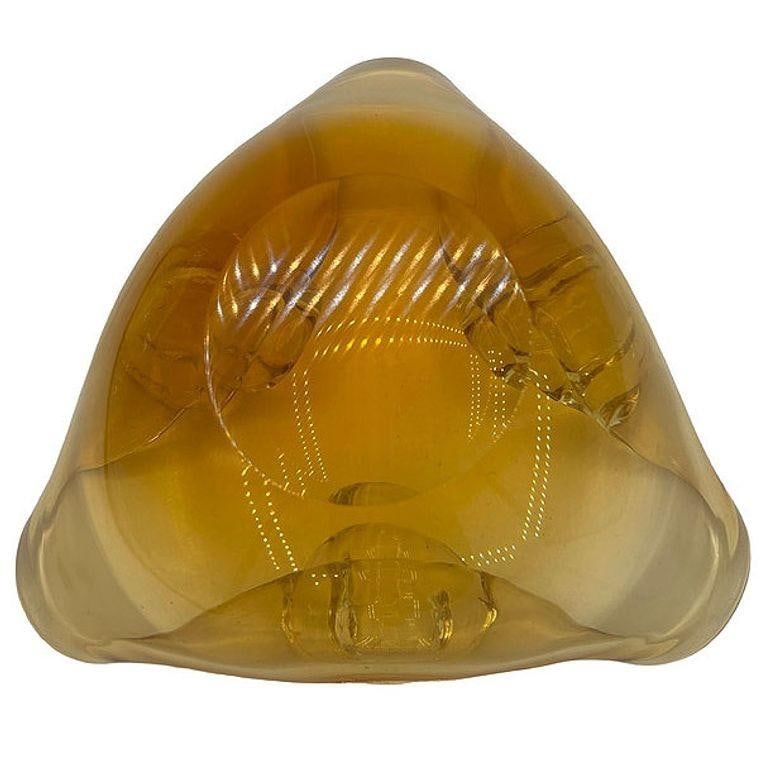 Mid-century Amber Honey Murano Ashtray Attributed to Archimede Saguso - 6