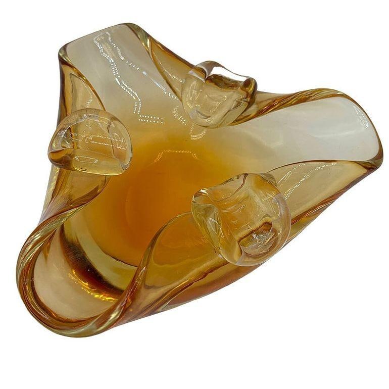 Mid-century Amber Honey Murano Ashtray Attributed to Archimede Saguso - 9