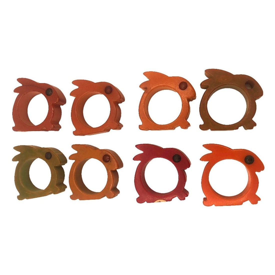 Art Deco 1930's Butterscotch Bakelite Rabbit Napkin Holders Set of 8 - 13