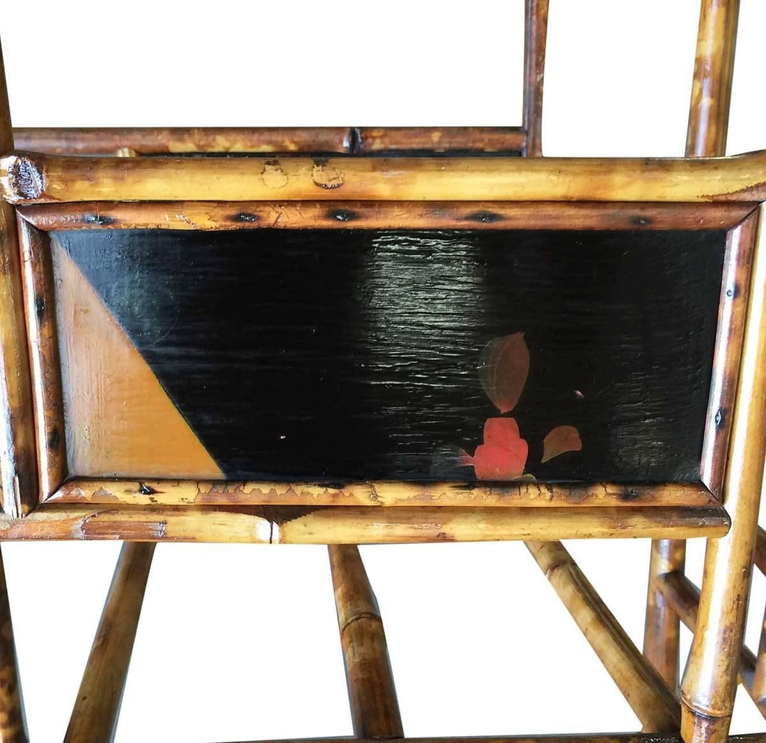 Restored Aesthetic Movement Large Two-Tier Tiger Bamboo Magazine Rack w/ Divider - 18