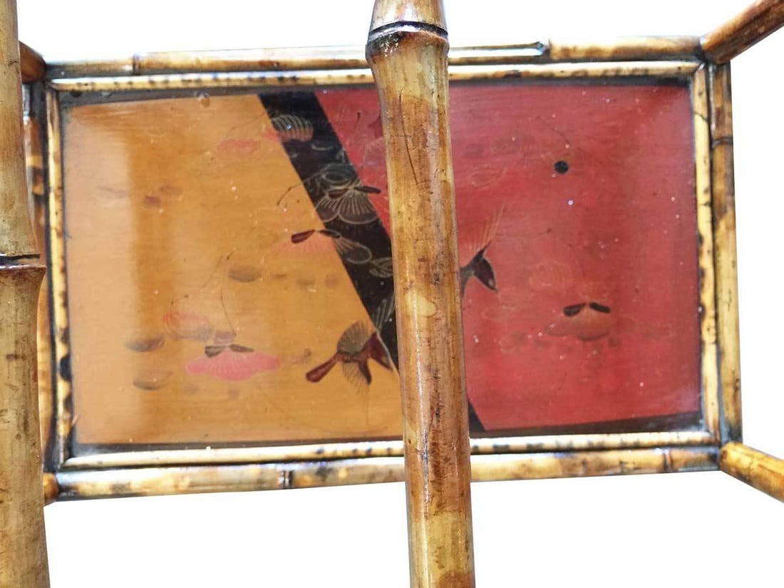 Restored Aesthetic Movement Large Two-Tier Tiger Bamboo Magazine Rack w/ Divider - 5