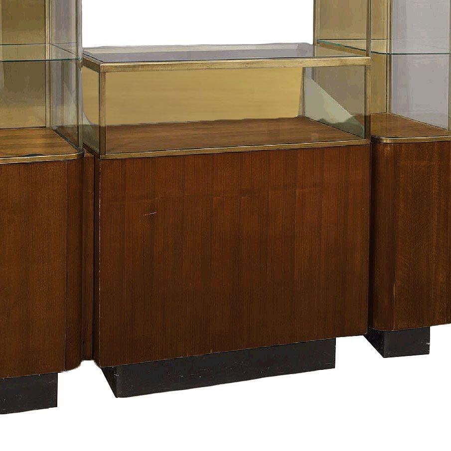 Rare Streamline Art Deco Brass & Oak Double Tower Display Case by Parker Pens - 6