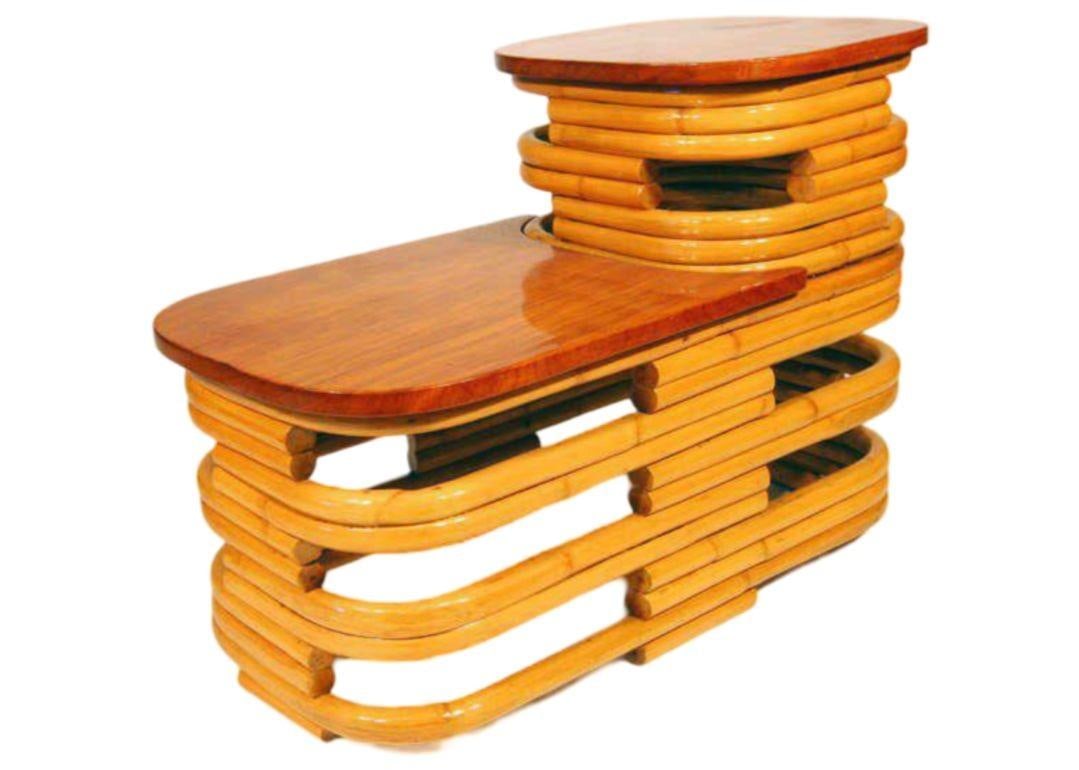 Restored 6-Strand Square Pretzel Rattan Lounge Chair, Sofa Livingroom Set - 14