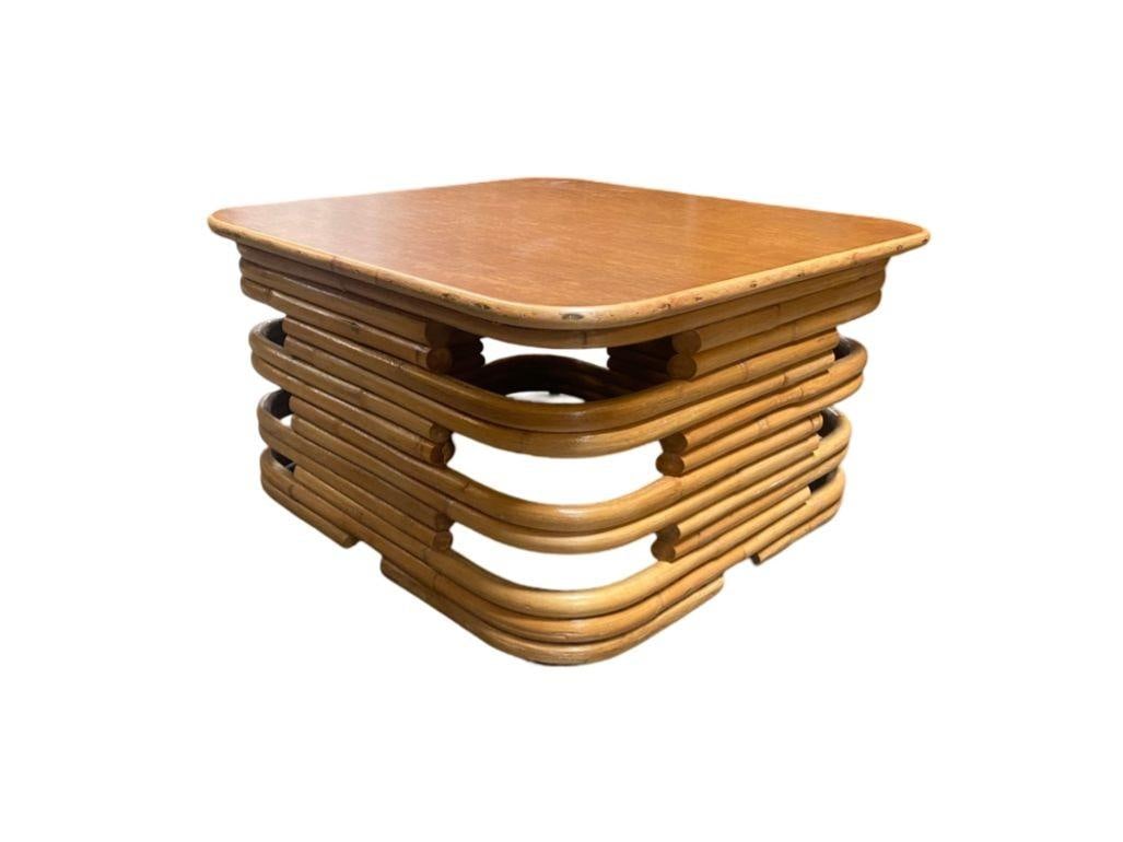 Restored 6-Strand Square Pretzel Rattan Lounge Chair, Sofa Livingroom Set - 18