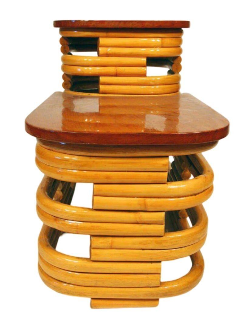 Restored 6-Strand Square Pretzel Rattan Lounge Chair, Sofa Livingroom Set - 2