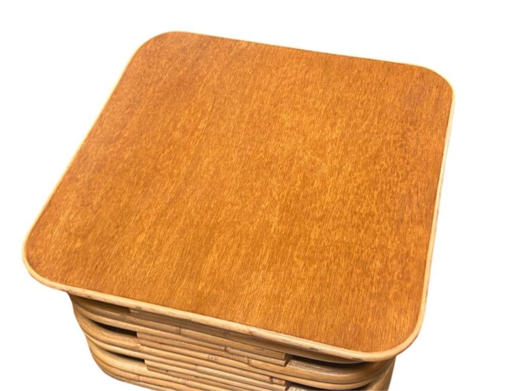 Restored 6-Strand Square Pretzel Rattan Lounge Chair, Sofa Livingroom Set - 5