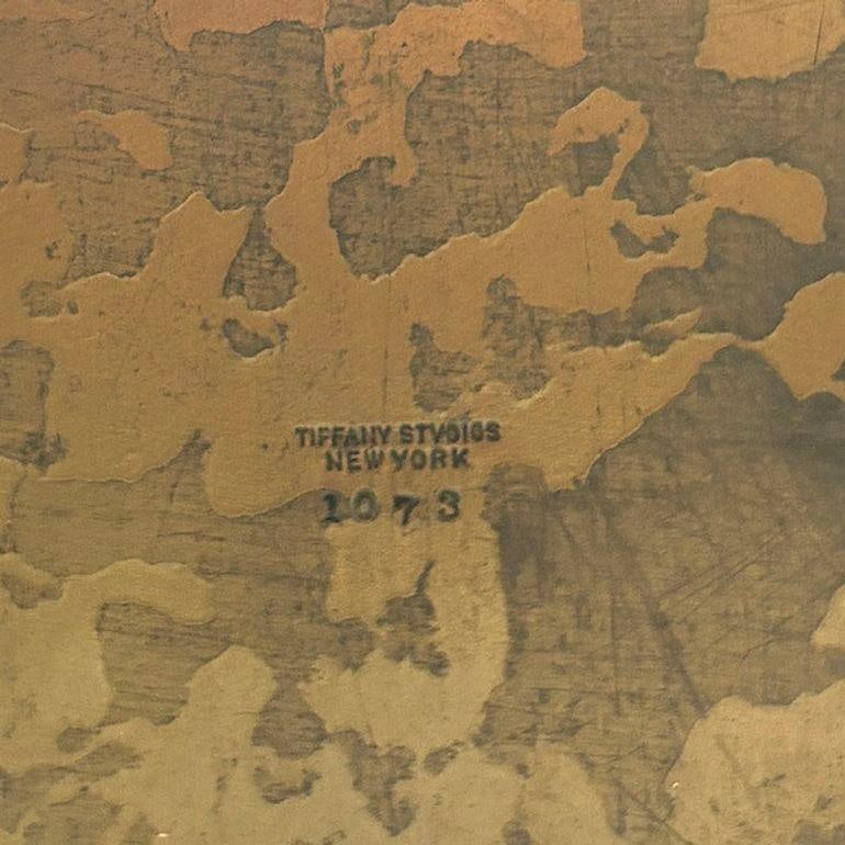 Art Nouveau Tiffany Studios Bronze "Zodiac" Pattern Inkwell on Tray #1078 - 13