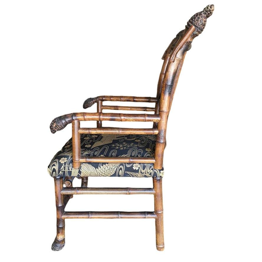 Late Victorian Aesthetic Movement Bamboo Chippendale Salon Chairs, Pair - 11