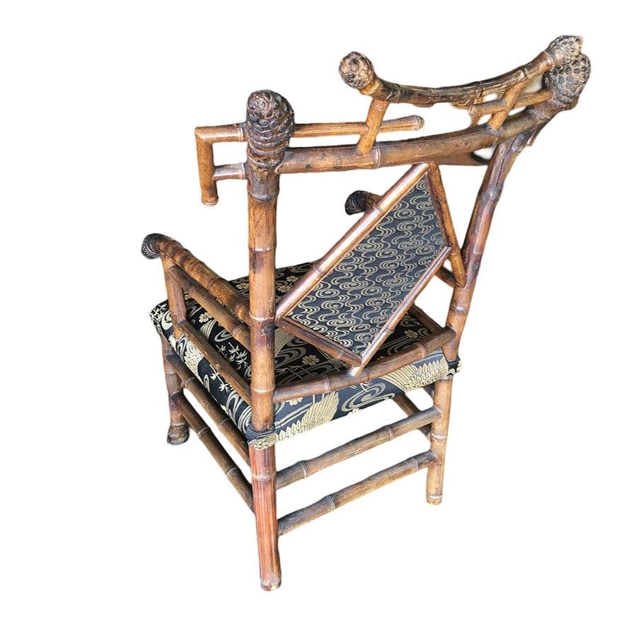 Late Victorian Aesthetic Movement Bamboo Chippendale Salon Chairs, Pair - 12