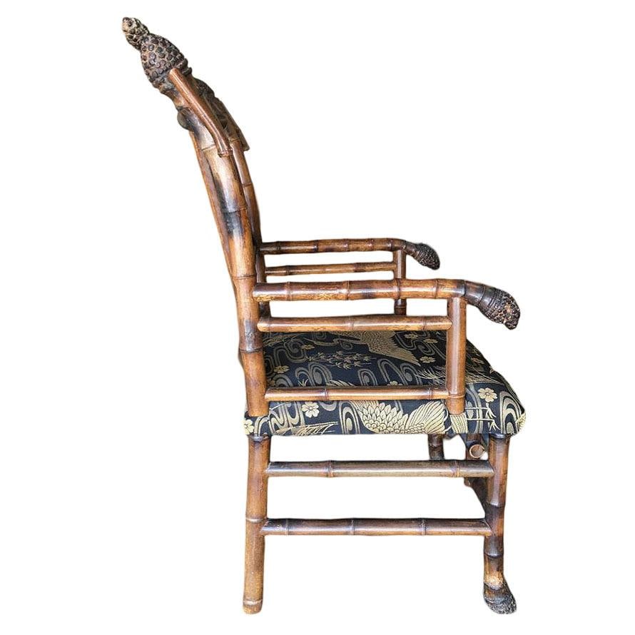 Late Victorian Aesthetic Movement Bamboo Chippendale Salon Chairs, Pair - 20