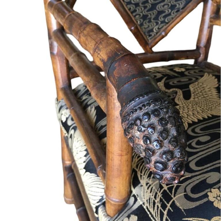 Late Victorian Aesthetic Movement Bamboo Chippendale Salon Chairs, Pair - 6