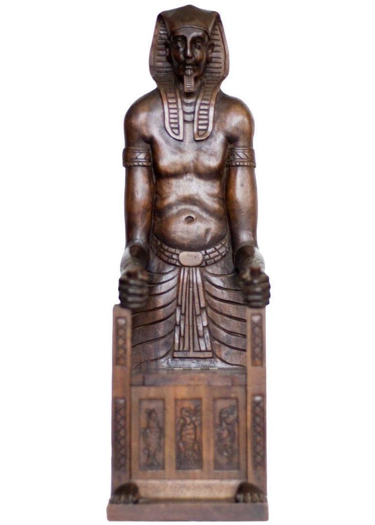Carved Miniature Egyptian Pharaoh Amenhotep III Throne Jewelry Box - 9