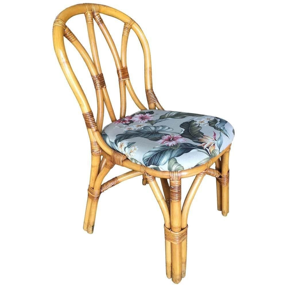 Restored Rattan Dining Side Chair w/ "Hour Glass" Back, Set of Four - 3