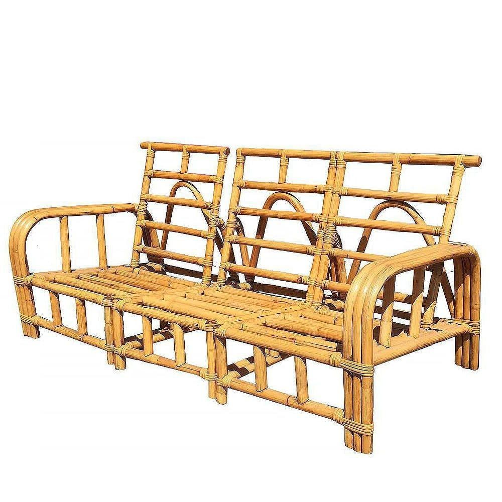 Restored Mid-century Child Size Three-Strand "Horse Shoe Arm" Sofa - 3