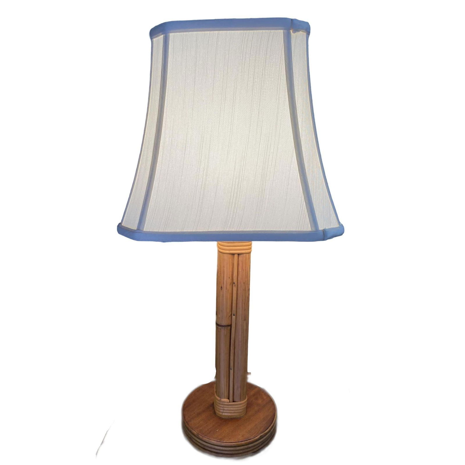 Restored Mid-Century Eight-Strand Stick Rattan Table Lamp, Pair - 17