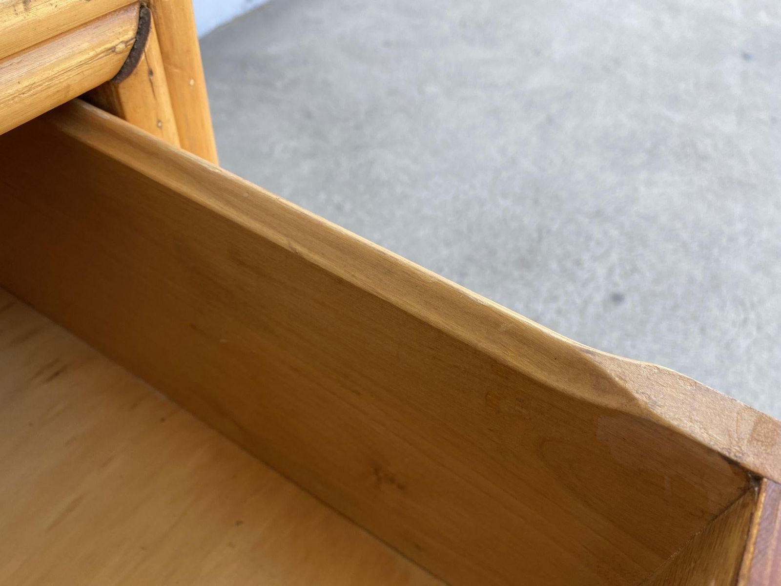 Restored Mahogany Lowboy Dresser Nightstand W/ Rattan Accents - 16