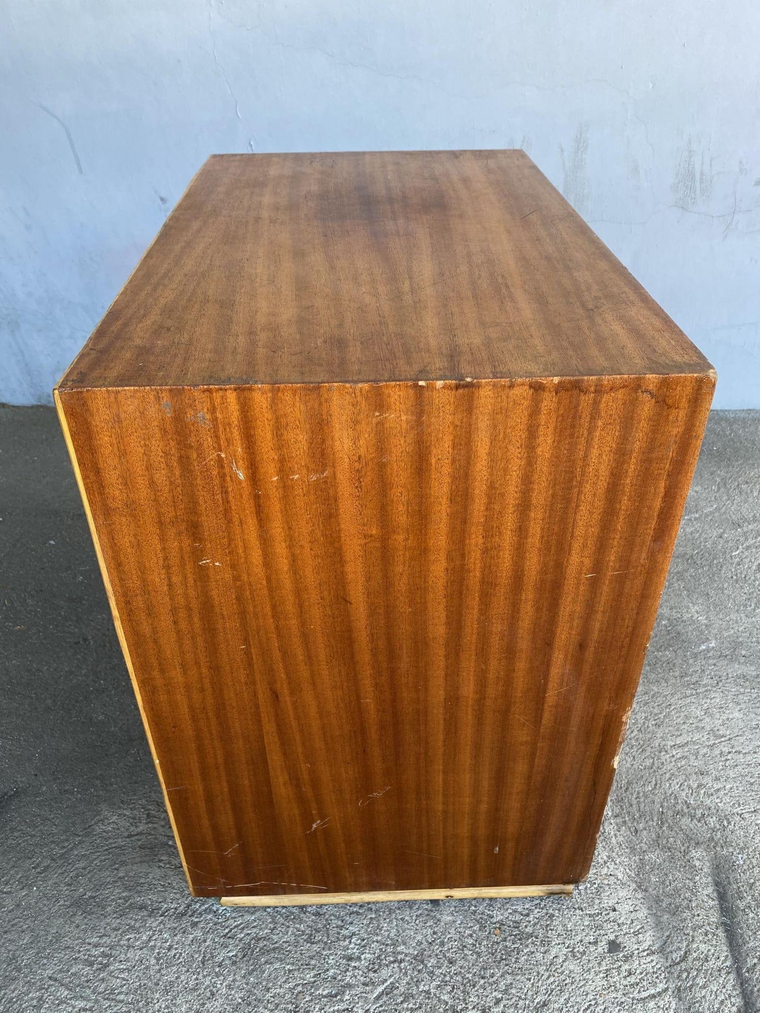 Restored Mahogany Lowboy Dresser Nightstand W/ Rattan Accents - 4