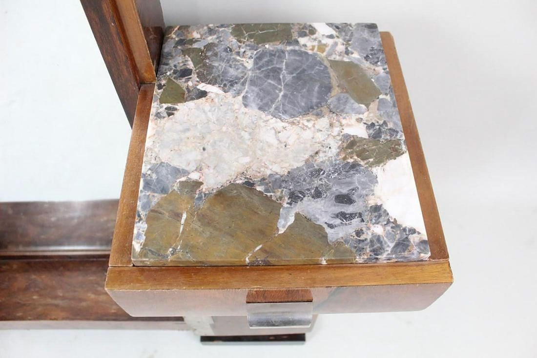 Art Deco Donald Deskey Style Palisander Wood and Marble Vanity w/ Full Mirror - 11