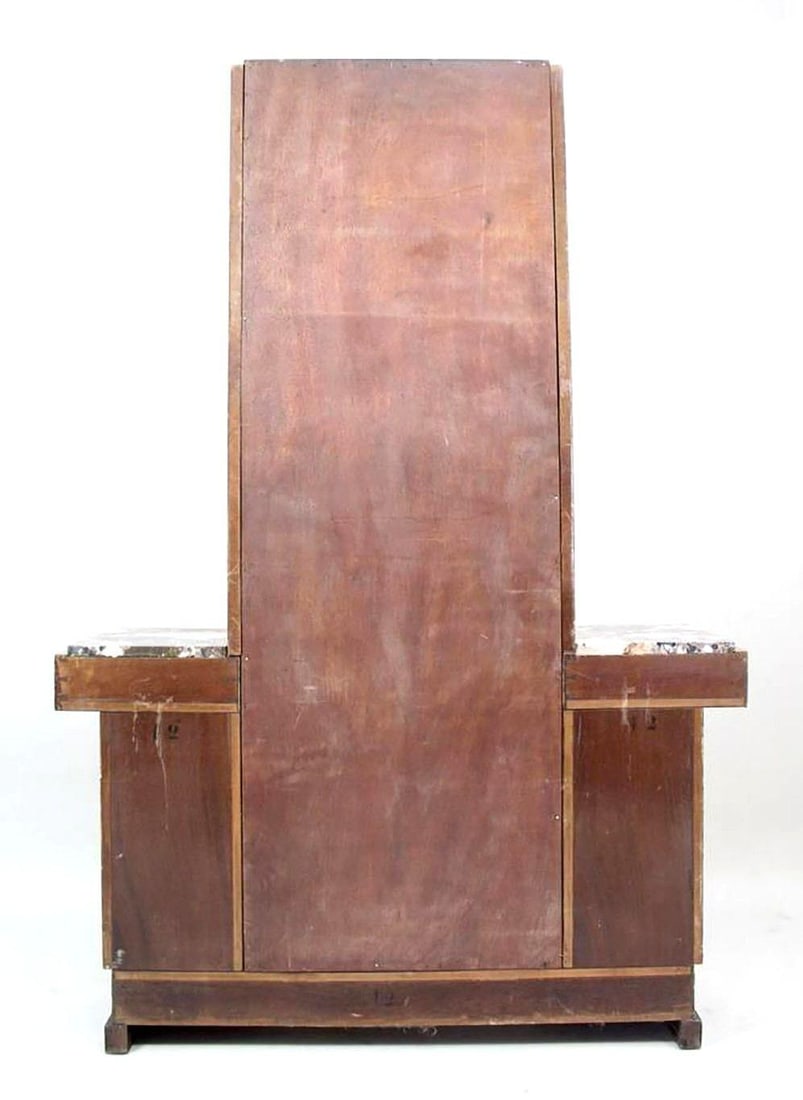 Art Deco Donald Deskey Style Palisander Wood and Marble Vanity w/ Full Mirror - 19