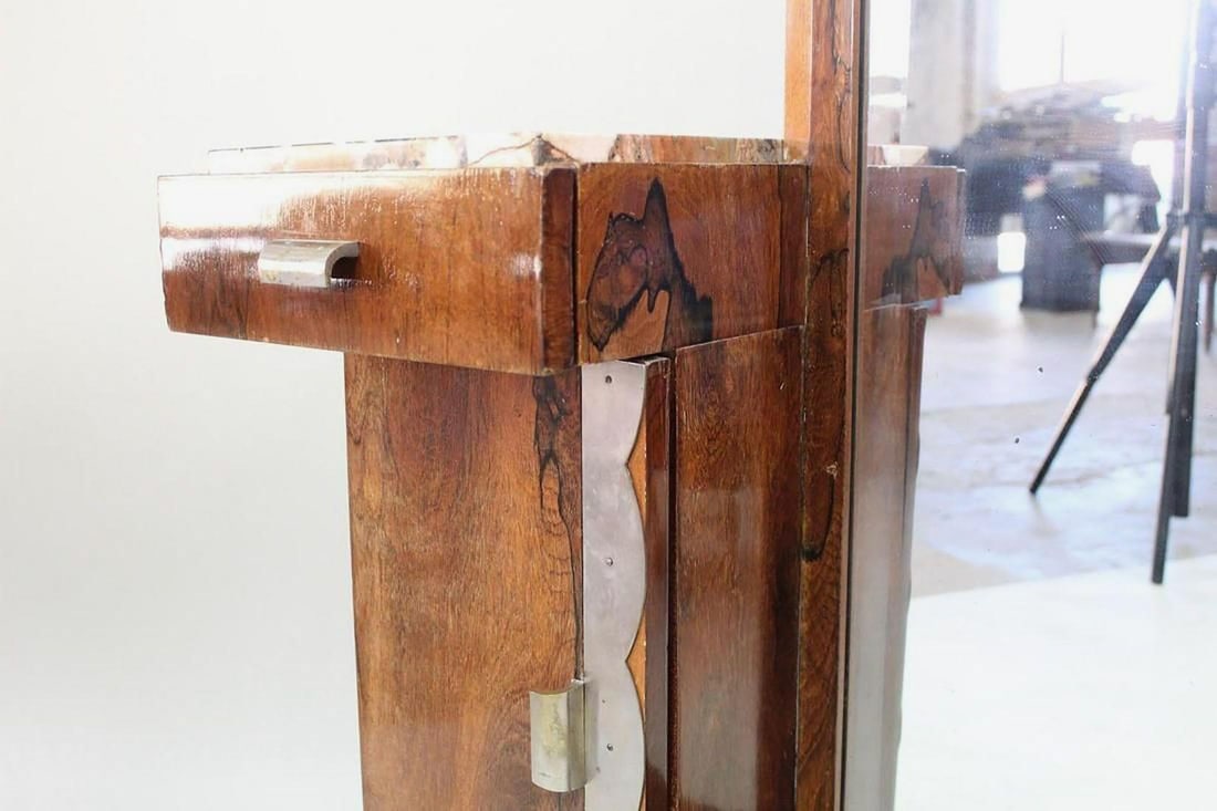 Art Deco Donald Deskey Style Palisander Wood and Marble Vanity w/ Full Mirror - 3