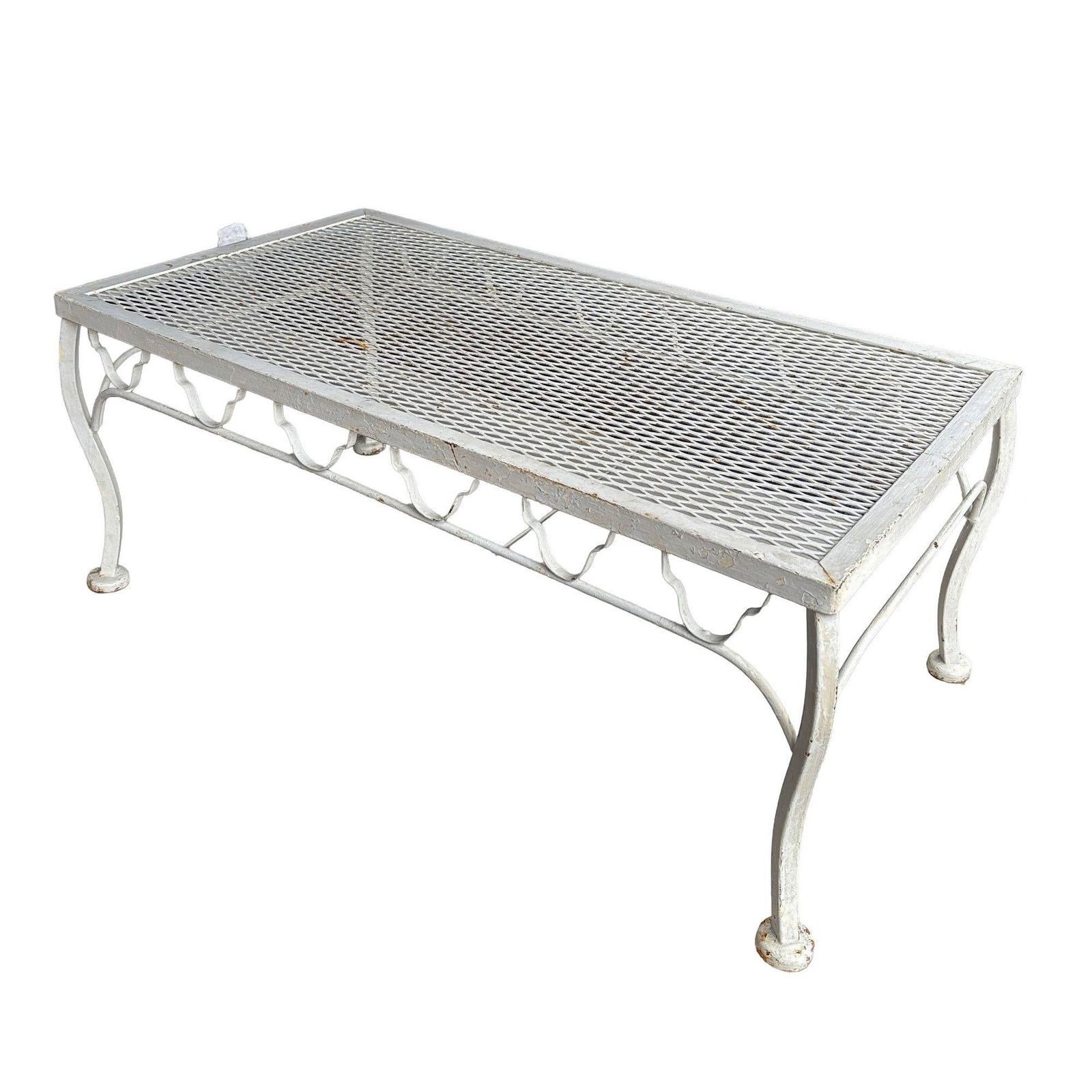 Mid-century Wrought Iron Outdoor/ Patio Low Mesh Coffee Table by Woodard - 10