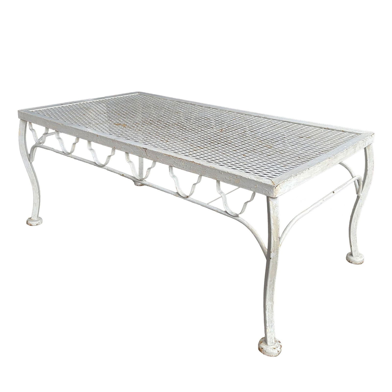 Mid-century Wrought Iron Outdoor/ Patio Low Mesh Coffee Table by Woodard - 13