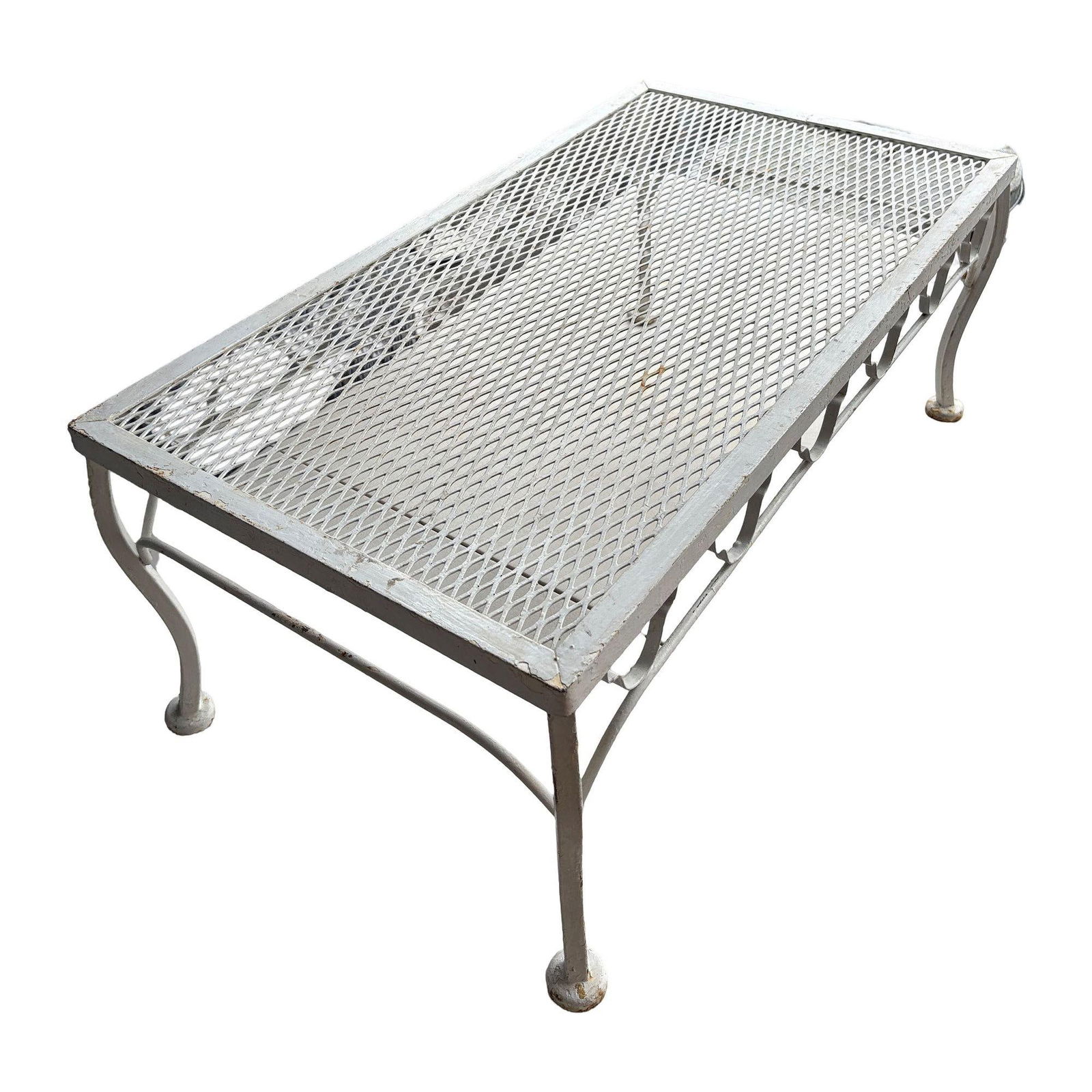 Mid-century Wrought Iron Outdoor/ Patio Low Mesh Coffee Table by Woodard - 3