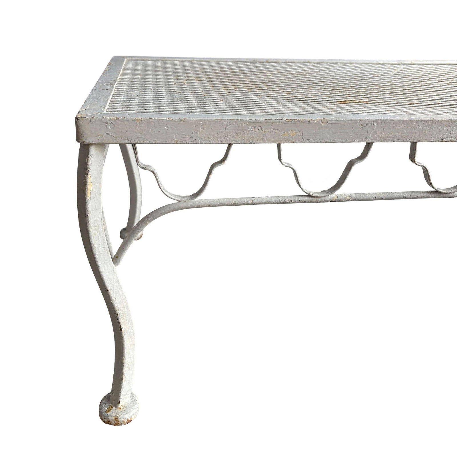 Mid-century Wrought Iron Outdoor/ Patio Low Mesh Coffee Table by Woodard - 4