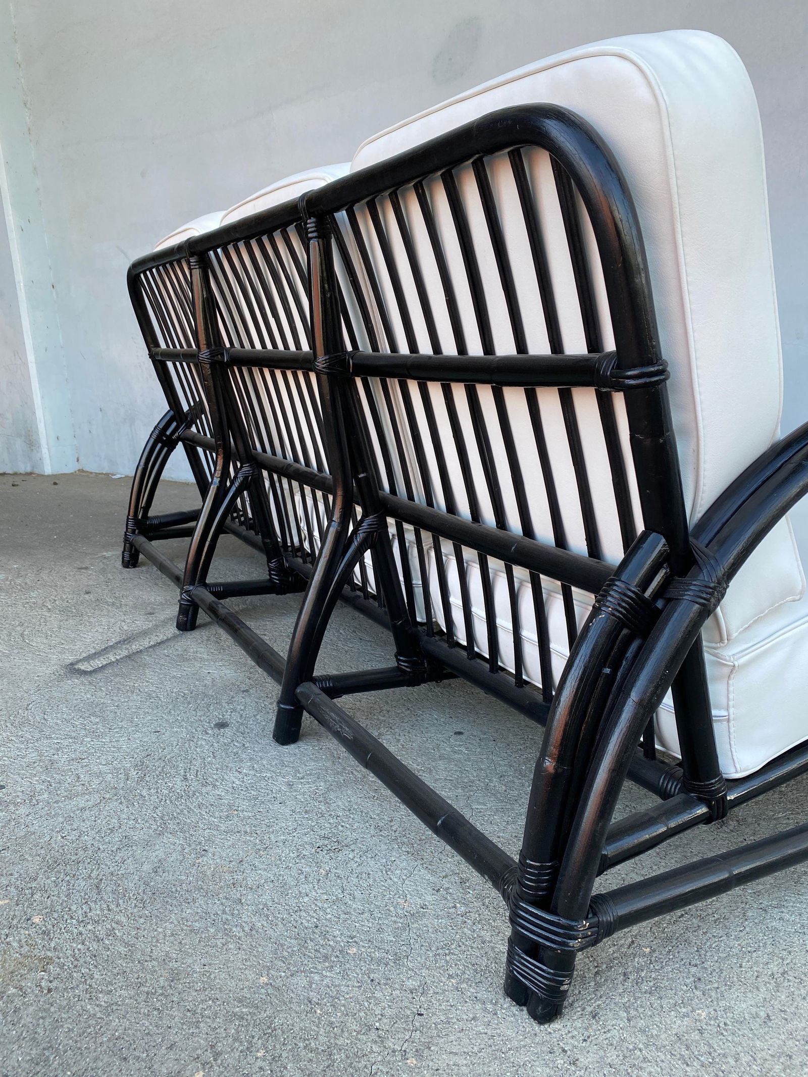 Restored Black Two-Strand "Half Moon" Rattan 3-Seat Sofa - 5