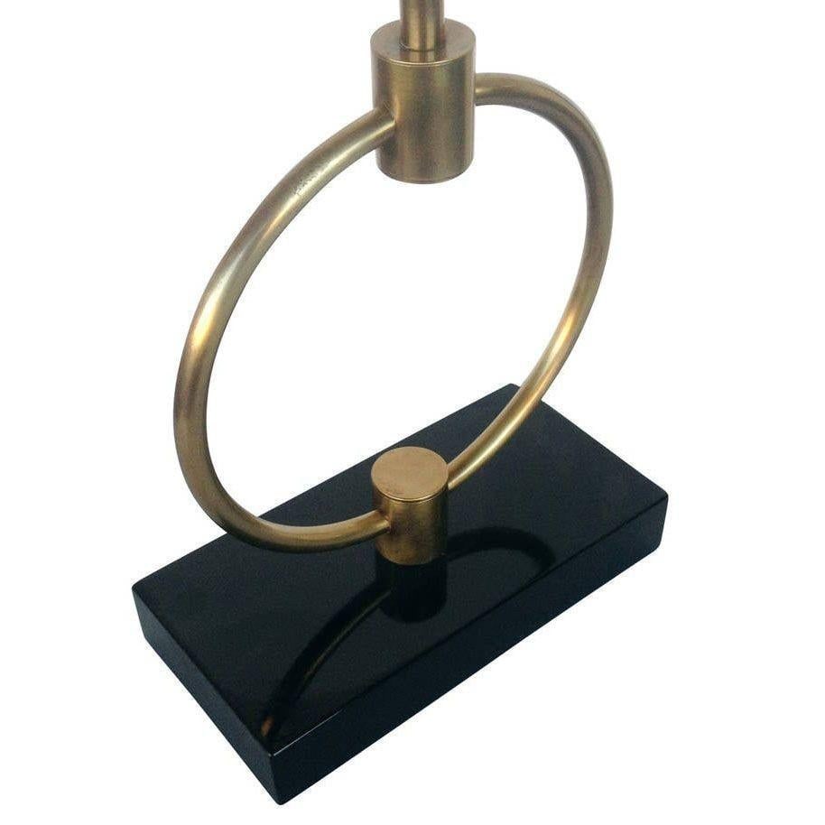 Mid-century Gilbert Rohde Style Brass Ring Table Lamp, Pair - 12