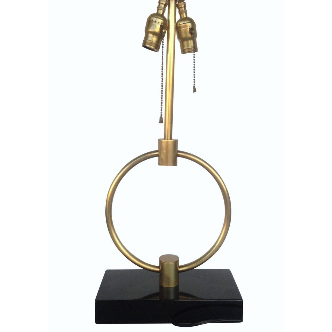 Mid-century Gilbert Rohde Style Brass Ring Table Lamp, Pair - 2