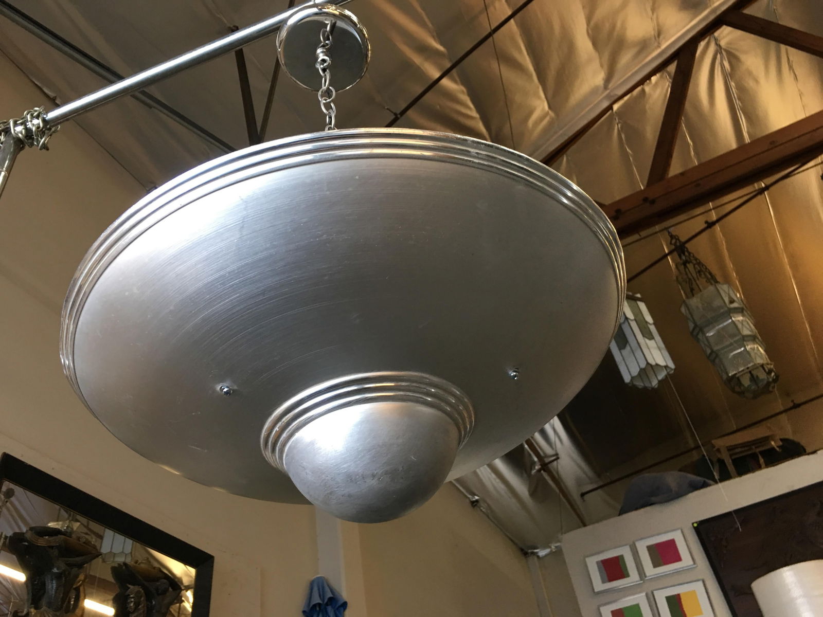 Aluminum Art Deco Saucer Ceiling Pendant Lamp - 18