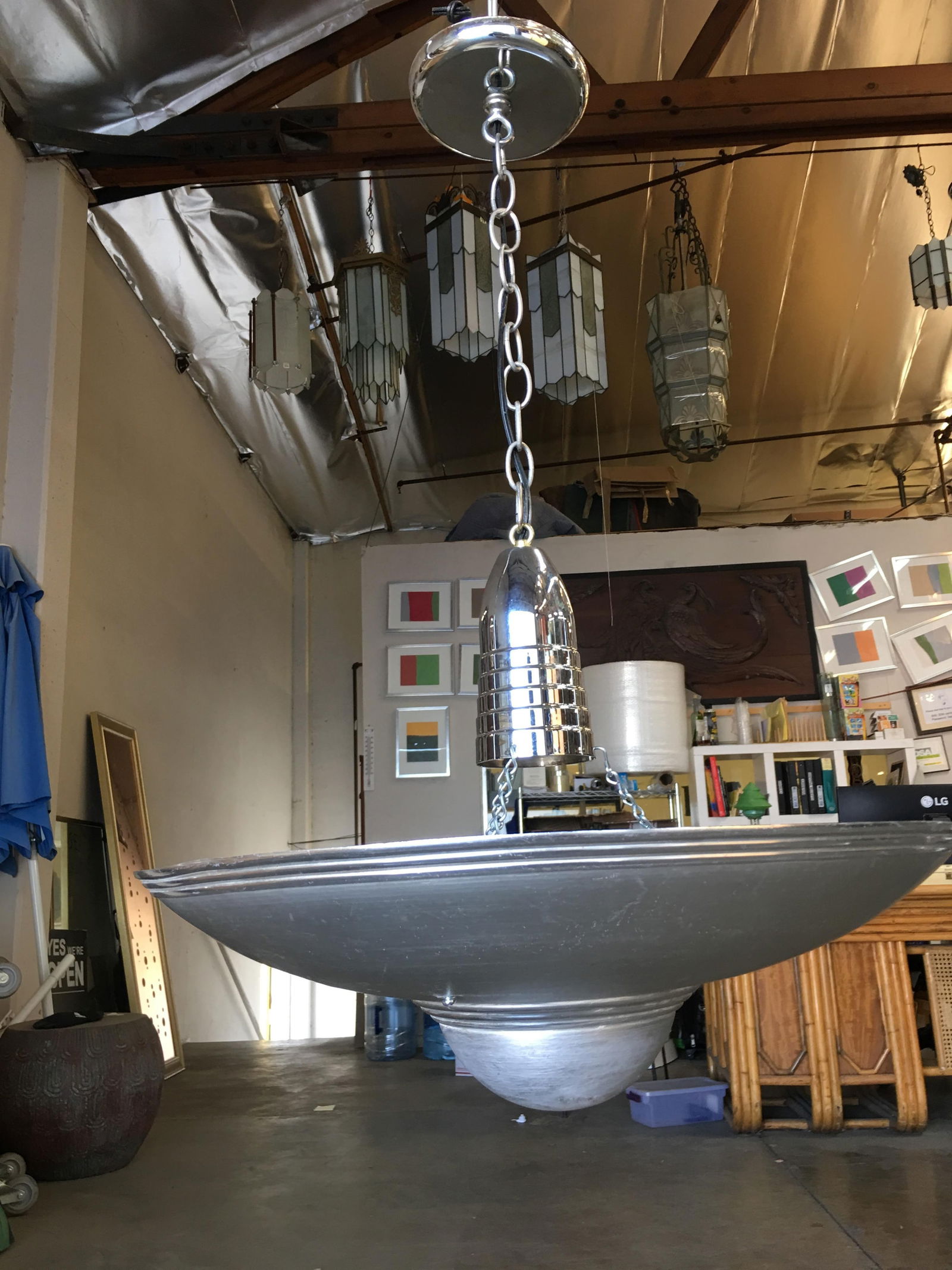 Aluminum Art Deco Saucer Ceiling Pendant Lamp - 4