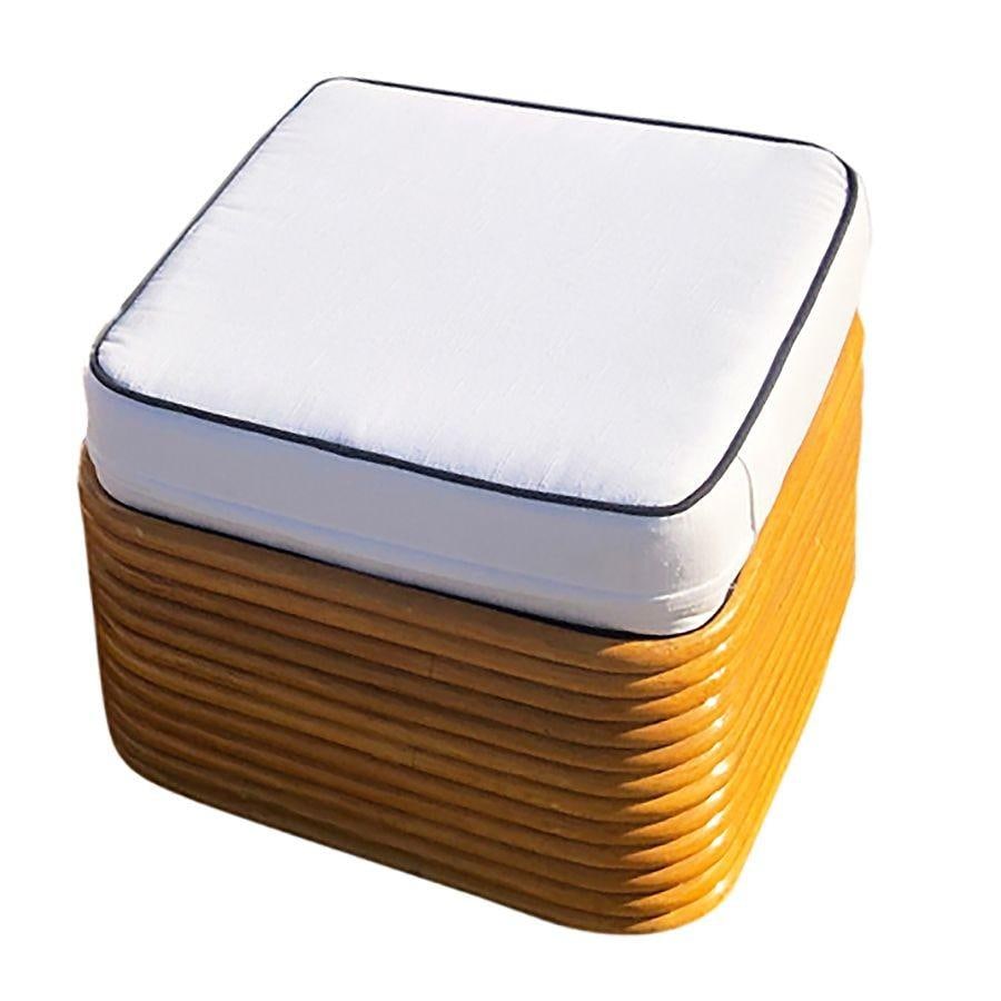 Vintage Art-Deco Style Rattan Fan Arm Lounge Chair/Ottoman Set, 3 sets Avail - 17